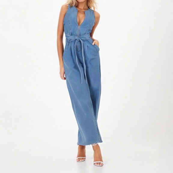 Women's Jumpsuit Casual Sleeveless Backless Wide Leg Romper For Daily Wear Spring Summer Fall Outfits With Heels Or Sandals Womens Tuxedo Suit Formal Maternity Bib Overalls Cute Overalls for Women