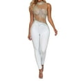thumbnail image 1 of Women's Jumpsuit Casual Sleeveless Bodycon Romper With Rhinestone Summer Fall Outfit For Daily Wear And Home Comfort, 1 of 2