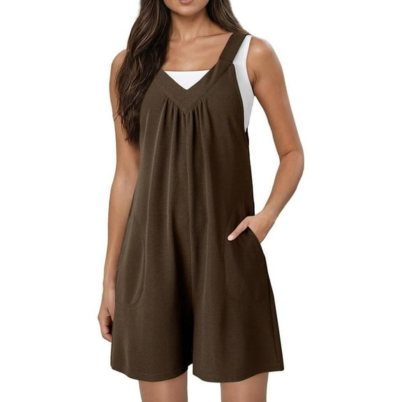 Women's Jumpsuit Casual V Neck Romper Shorts with Pockets - Daily Wear Vacation Spring Summer Fall Outfit
