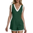 thumbnail image 1 of Women's Jumpsuit Color Blocking V-Neck Sleeveless Short Romper, Sporty Summer Casual Beach Outfit, 1 of 7