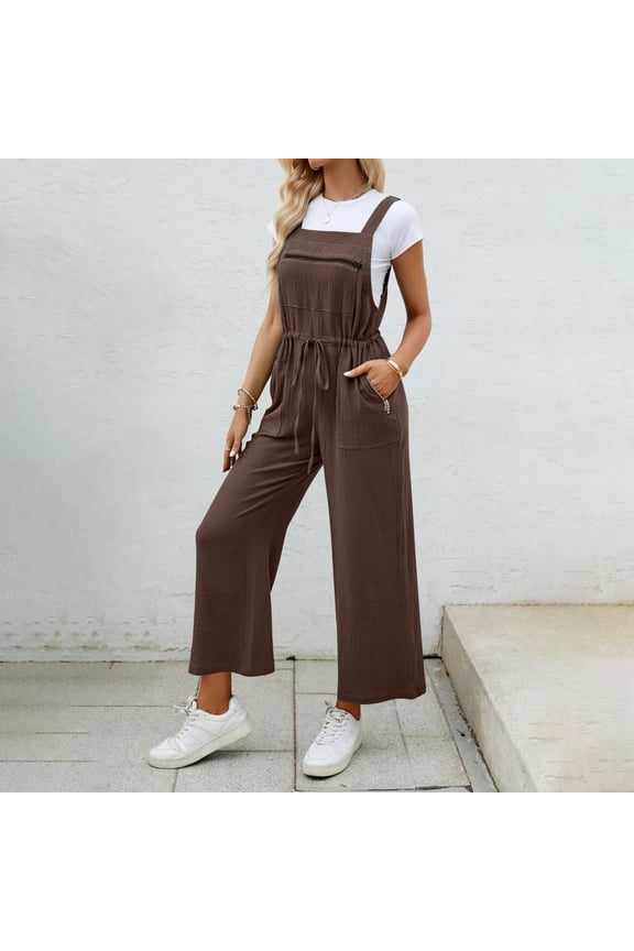 Women's Jumpsuit With Design Workwear With Multiple Pockets And Drawstrings Casual Trousers Suit Pants for Women Elegant in The Ring Jumpsuit Long Sleeve Club Romper Travel Outfit Low Cut Women