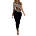 thumbnail image 1 of Women's Jumpsuit Long Sleeve Bodycon Romper Casual Outfit Summer Fall Fashion Stretchy Comfortable Party Wear Solid Color Rhinestone, 1 of 2
