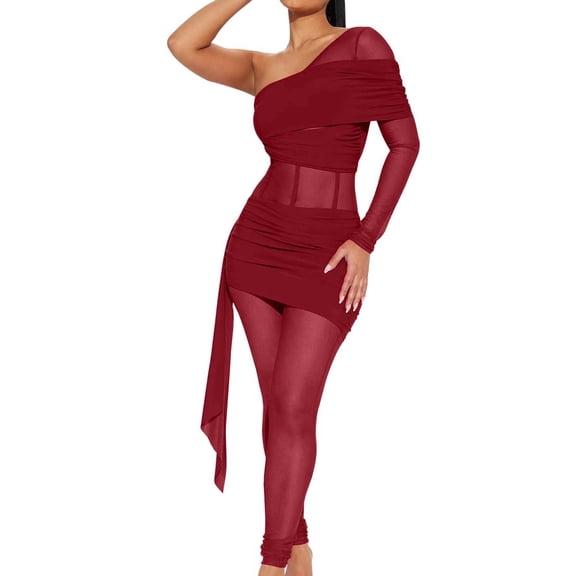 Women's Jumpsuit One Shoulder Bodycon Romper Casual Summer Outfit Stretchy Comfortable Jumpsuit For Women Trendy Solid Color Jumpsuit