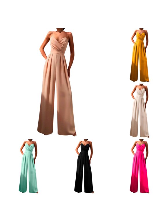 Women's Jumpsuit Romper Strapless Design Waist Defining Wide Leg Summer Party Casual Wear One Piece Outfit for Women