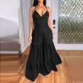 thumbnail image 1 of Women's Jumpsuit Sexy Halterneck Sleeveless Denim Dress Women'S Sexy V Neck Suspender Backless Jumpsuit Sleeveless Jumpsuit,Black Women's Jumpsuit 2XL, 1 of 7