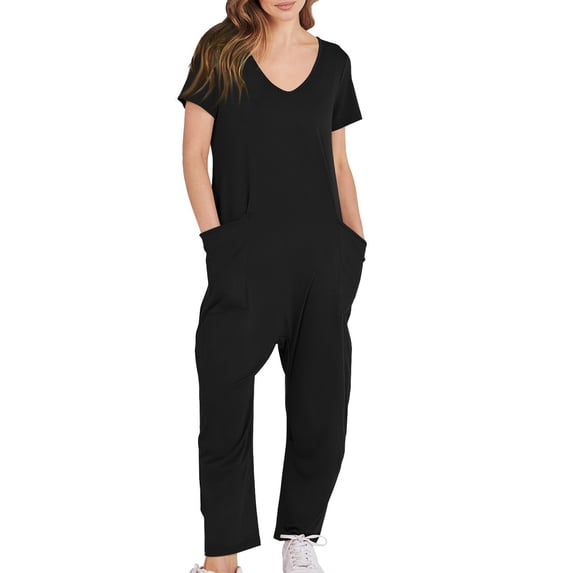 Women's Jumpsuit Soft Fabric Casual Loose Short Sleeve Spring Summer Autumn Daily Wear