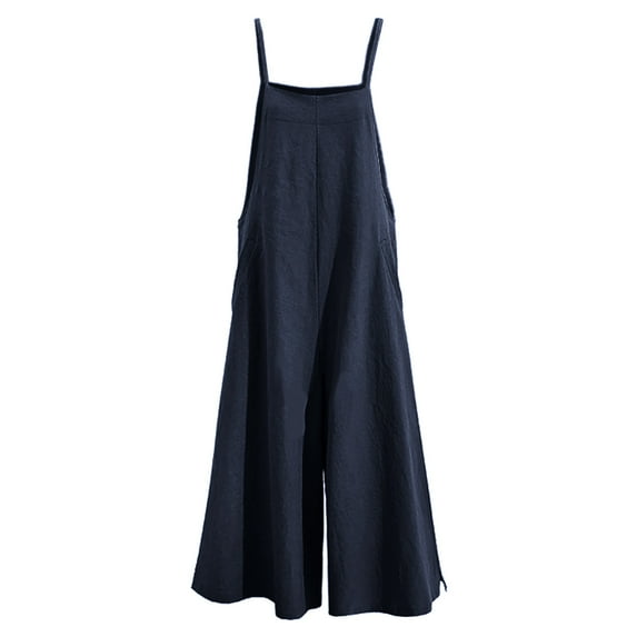 Women's Jumpsuits Casual Long Rompers Wide Leg Baggy Solid Color Bibs Overalls Pants for Women Girls