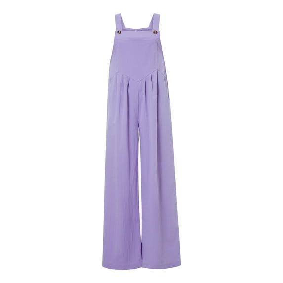 Women's Jumpsuits Overalls Loose Solid Bohemian Wide Leg Bib Overall