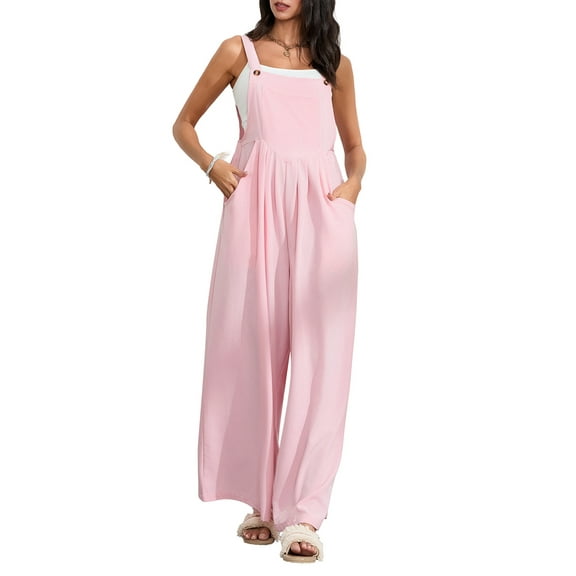 Women's Jumpsuits Overalls Loose Solid Bohemian Wide Leg Bib Overall