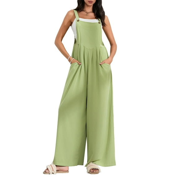 Women's Jumpsuits Overalls Loose Solid Bohemian Wide Leg Bib Overall