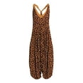 thumbnail image 1 of Women's Jumpsuits Racerback Harem Jumpsuit Spaghetti Straps Vintage Paisley Overalls Boho Print Romper Long Playsuit Strapless Sleeveless Jumpsuit Brown XL, 1 of 4