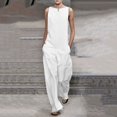 thumbnail image 1 of Women's Jumpsuits, Rompers & Overalls Ladies Fashion Overalls Solid Color Loose Cotton Casual Sleeveles Rompers Jumpsuits Jumpsuits for Women Summer, 1 of 5