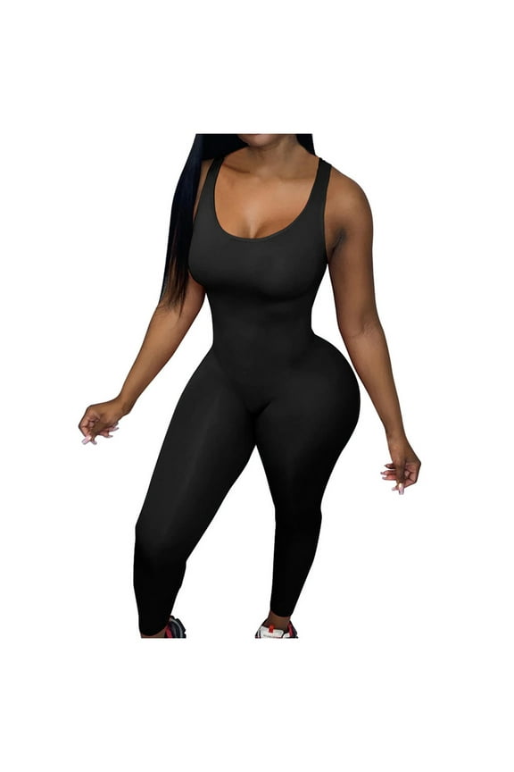 Women's Jumpsuits, Rompers Overalls Sexy Camisole Jumpsuit Sleeveless Shapewear Bodysuit Solid Color Bodysuit Plus Size