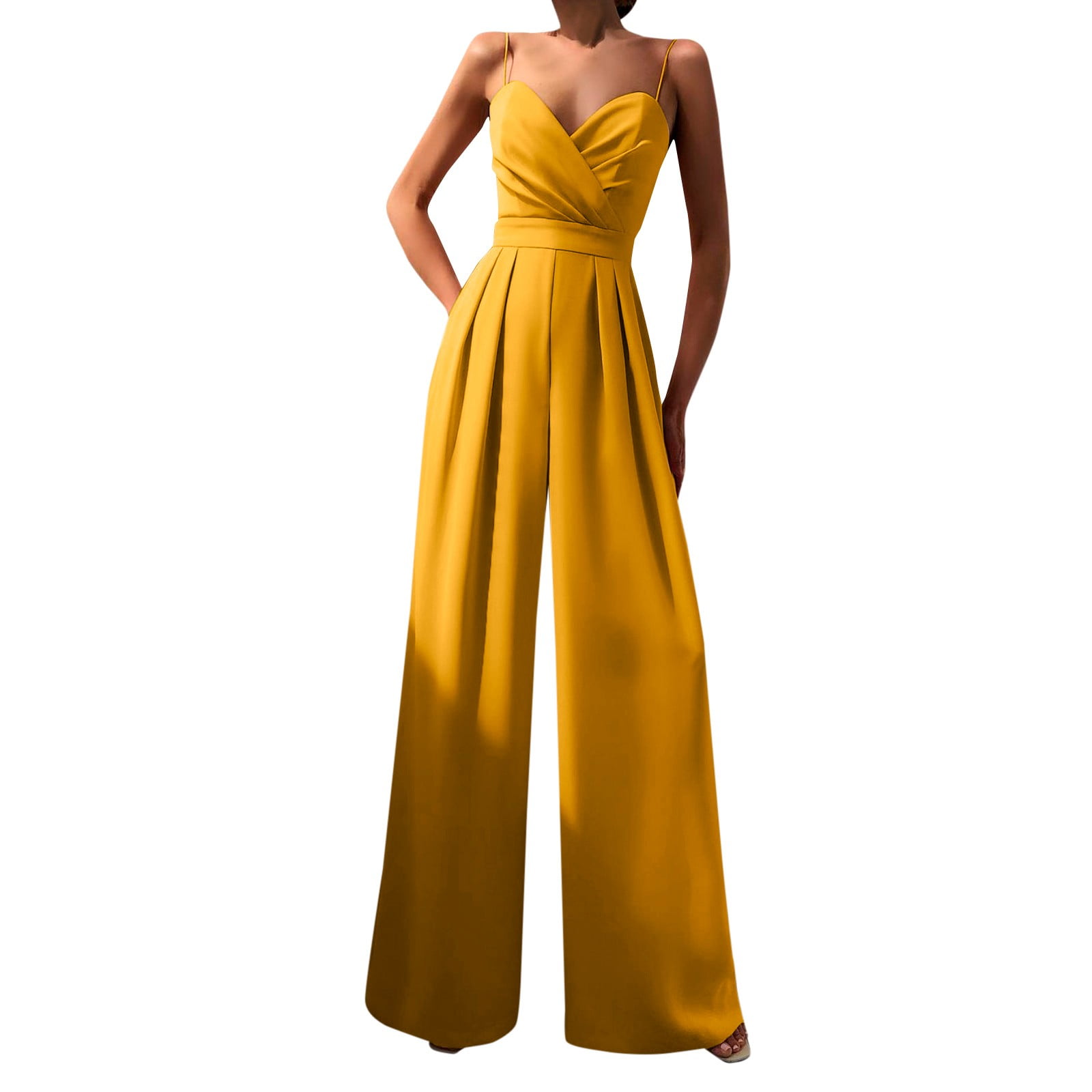 Women s Jumpsuits Rompers Overalls Summer Elegant Suspenders V Neck Playsuits Fashion Sleeveless Backless Temperament Loose Wide Leg Trousers