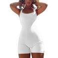 thumbnail image 1 of Women's Jumpsuits, Rompers & Overalls Summer Fashion Solid Color Slim Sports Show Backless Shorts Workout Rompers for Women White M, 1 of 9