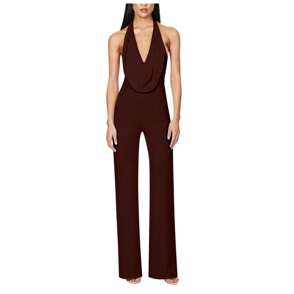 Women's Jumpsuits, Rompers & Overalls Women'S Solid Color High-Waisted Sleeveless Off-The-Shoulder Sequin Slim Long Sequin Romper One Piece Jumpsuits for Women