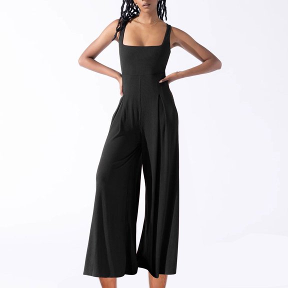 Women's Jumpsuits, Rompers & Overalls Women's Summer Fall Casual Trendy Solid Color Sleeveless Loose Wide Leg Comfy Jumpsuit One Piece Jumpsuits for Women