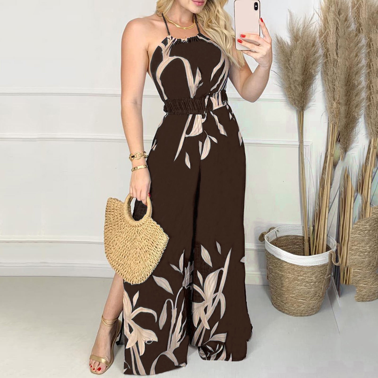 Jumpsuits for Women Dressy Womens Fashion Summer Solid Casual Ruffle Short  Sleeve Suspender Jumpsuit Enterizos De Mujer Elegantes Largos