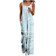 thumbnail image 1 of Women's Jumpsuits Summer Floral Print Boho Overalls with Pocket Dressy Casual Wide Leg Baggy Rompers Vacation Outfits One-Piece Jumpsuits for Women Light Blue S, 1 of 6