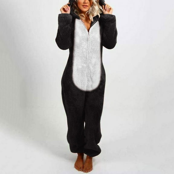 Women's Jumpsuits Women Long Sleeve Hooded Jumpsuit Pajamas Casual Winter Warm Rompe Sleepwear Dressy Jumpsuits for Women Comfortable Pants for women
