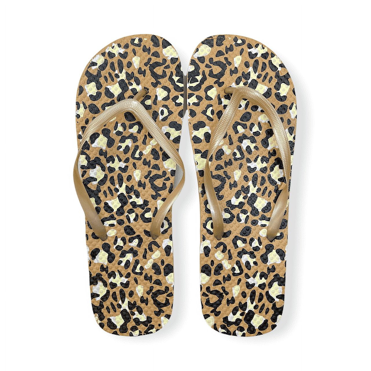 Women's Juncture "Cheetah" Rubber FlipFlops Brown/Black [Size M 7/8
