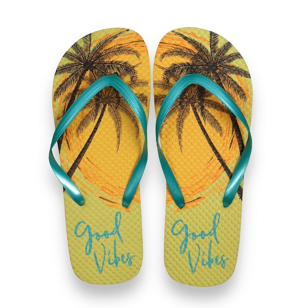 Women's Juncture "Good Vibes" Rubber FlipFlops Yellow [Size S 5/6
