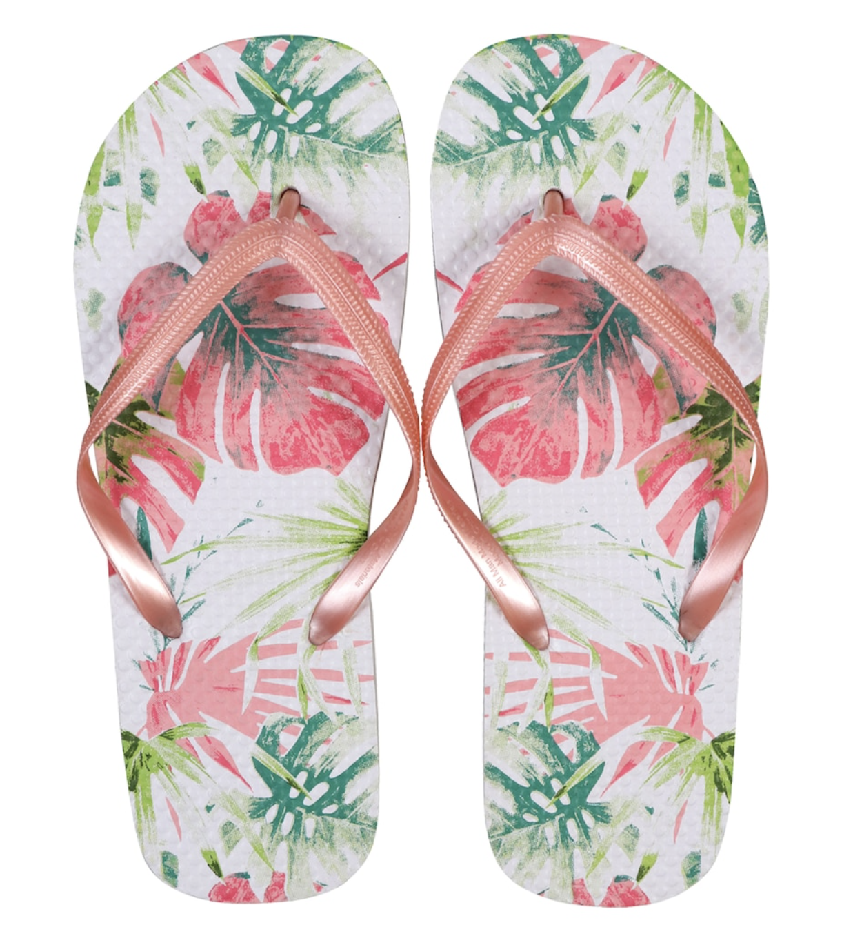 Women's Juncture "Pink Palms" Rubber FlipFlops White/Pink [Size L 9/