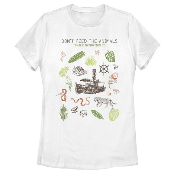 Women's Jungle Cruise Don't Feed The Animals  Graphic Tee White Small