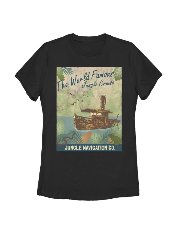 Women's Jungle Cruise La Quila Retro Poster Graphic Tee Black Medium