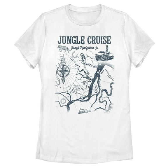 Women's Jungle Cruise Map of the Jungle  Graphic Tee White Small