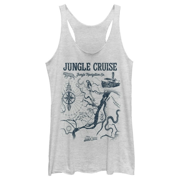 Women's Jungle Cruise Map of the Jungle Racerback Tank Top White Heather X Small