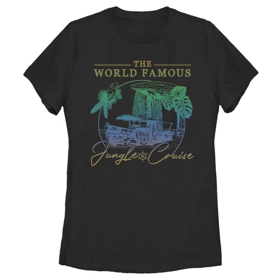 Women's Jungle Cruise The World Famous La Quila Ombre Graphic Tee Black X Large