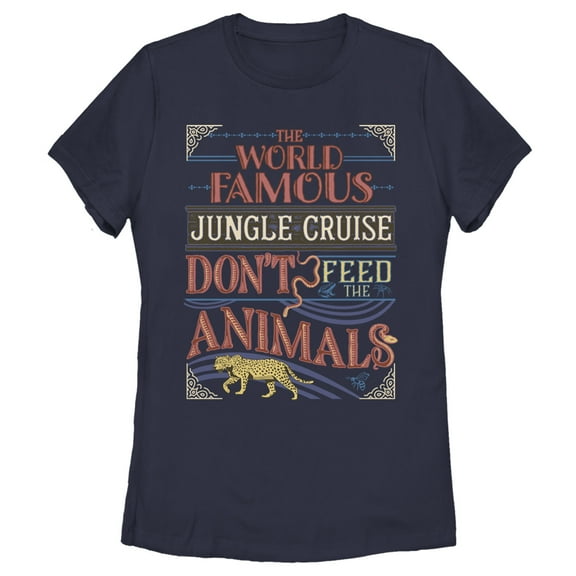 Women's Jungle Cruise World Famous Retro Logo  Graphic Tee Navy Blue Large