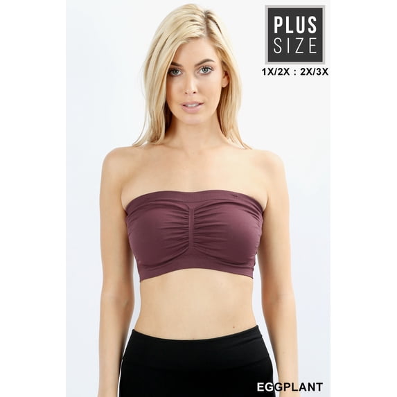Women's & Juniors Basic 7" Seamless Padded Tube Top Bra Bandeau