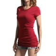 thumbnail image 1 of Women's & Juniors Basic Round Crew Neck Short Sleeve Stretch Cotton Spandex T-Shirts, 1 of 4