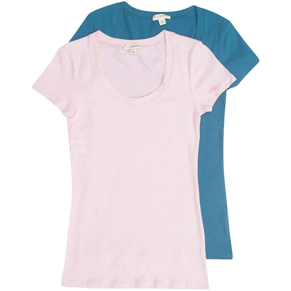 Women's & Juniors Basic Round Crew Neck Short Sleeve Stretch Cotton Spandex T-Shirts