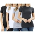 thumbnail image 1 of Women's & Juniors Basic Round Crew Neck Short Sleeve Stretch Cotton Spandex T-Shirts, 1 of 3