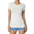thumbnail image 1 of Women's & Juniors Basic Round Crew Neck Short Sleeve Stretch Cotton Spandex T-Shirts, 1 of 4