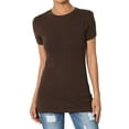 thumbnail image 1 of Women's & Juniors Basic Round Crew Neck Short Sleeve Stretch Cotton Spandex T-Shirts, 1 of 4