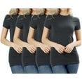 thumbnail image 1 of Women's & Juniors Basic Round Crew Neck Short Sleeve Stretch Cotton Spandex T-Shirts, 1 of 3