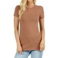 thumbnail image 1 of Women's & Juniors Basic Round Crew Neck Short Sleeve Stretch Cotton Spandex T-Shirts, 1 of 3