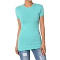 thumbnail image 1 of Women's & Juniors Basic Round Crew Neck Short Sleeve Stretch Cotton Spandex T-Shirts, 1 of 4