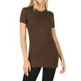 thumbnail image 1 of Women's & Juniors Basic Round Crew Neck Short Sleeve Stretch Cotton Spandex T-Shirts, 1 of 3