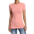 thumbnail image 1 of Women's & Juniors Basic Round Crew Neck Short Sleeve Stretch Cotton Spandex T-Shirts, 1 of 4