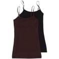 thumbnail image 1 of Women's & Juniors Camisole Built in BRA Adjustable Spaghetti Strap Long Tank Top - 2 Pack, 1 of 4