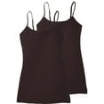 thumbnail image 1 of Women's & Juniors Camisole Built in BRA Adjustable Spaghetti Strap Long Tank Top - 2 Pack, 1 of 3