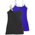 thumbnail image 1 of Women's & Juniors Camisole Built in BRA Adjustable Spaghetti Strap Long Tank Top - 2 Pack, 1 of 4