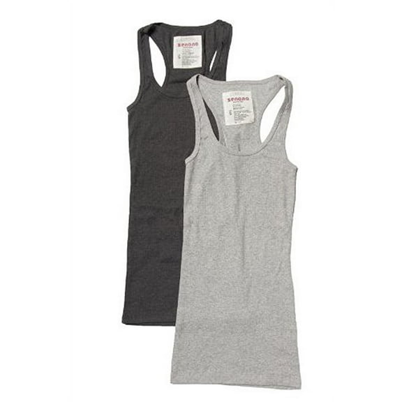 Women's & Juniors Ribbed Cami Racerback Workout Tank Top - 2 Pack