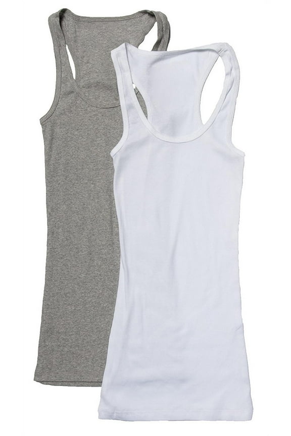Women's & Juniors Ribbed Cami Racerback Workout Tank Top - 2 Pack