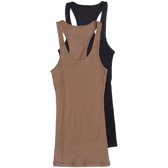 Women's & Juniors Ribbed Cami Racerback Workout Tank Top - 2 Pack